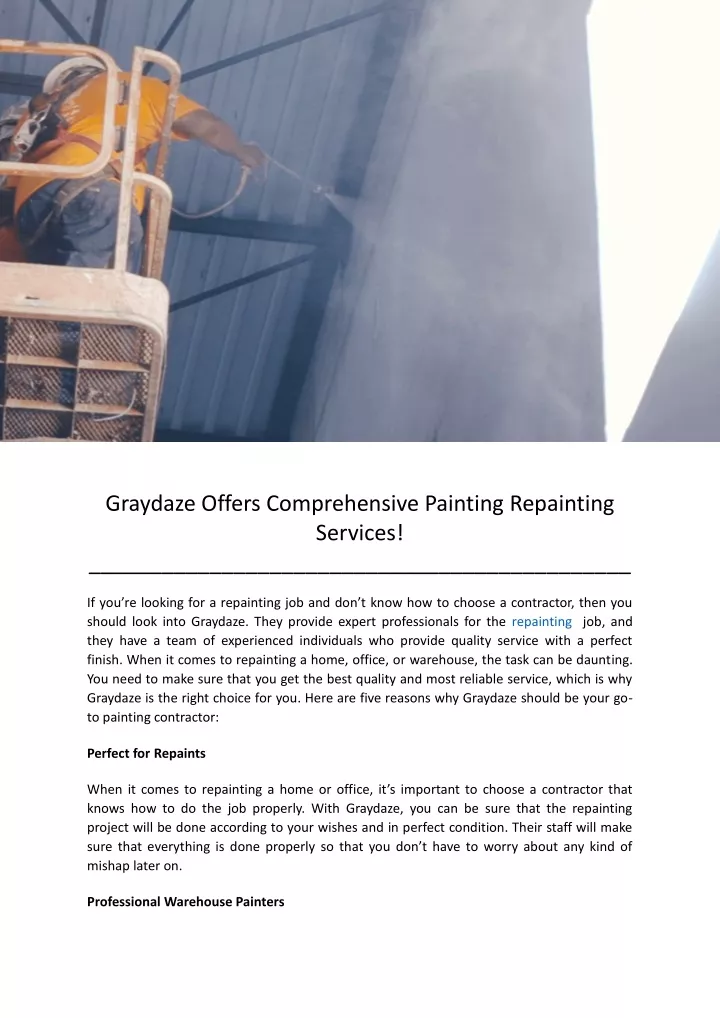 graydaze offers comprehensive painting repainting