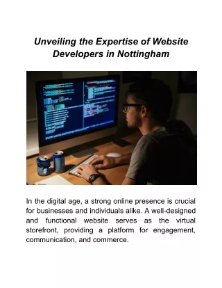 Unveiling the Expertise of Website Developers in Nottingham