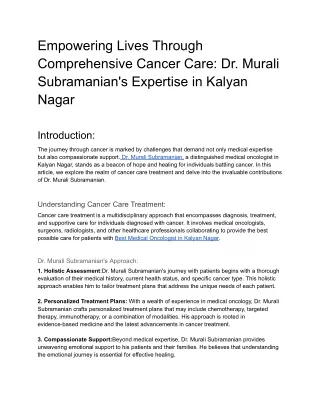 Empowering Lives Through Comprehensive Cancer Care_  Best Medical Oncologist in Kalyan Nagar (1)