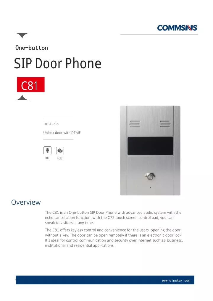 one button one button sip door phone