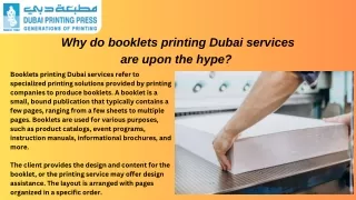 Why do booklets printing Dubai services are upon the hype