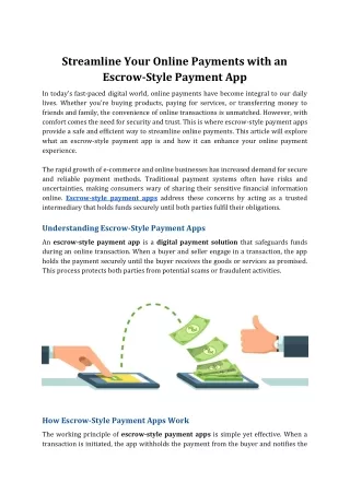 Streamline Your Online Payments with an Escrow-Style Payment App