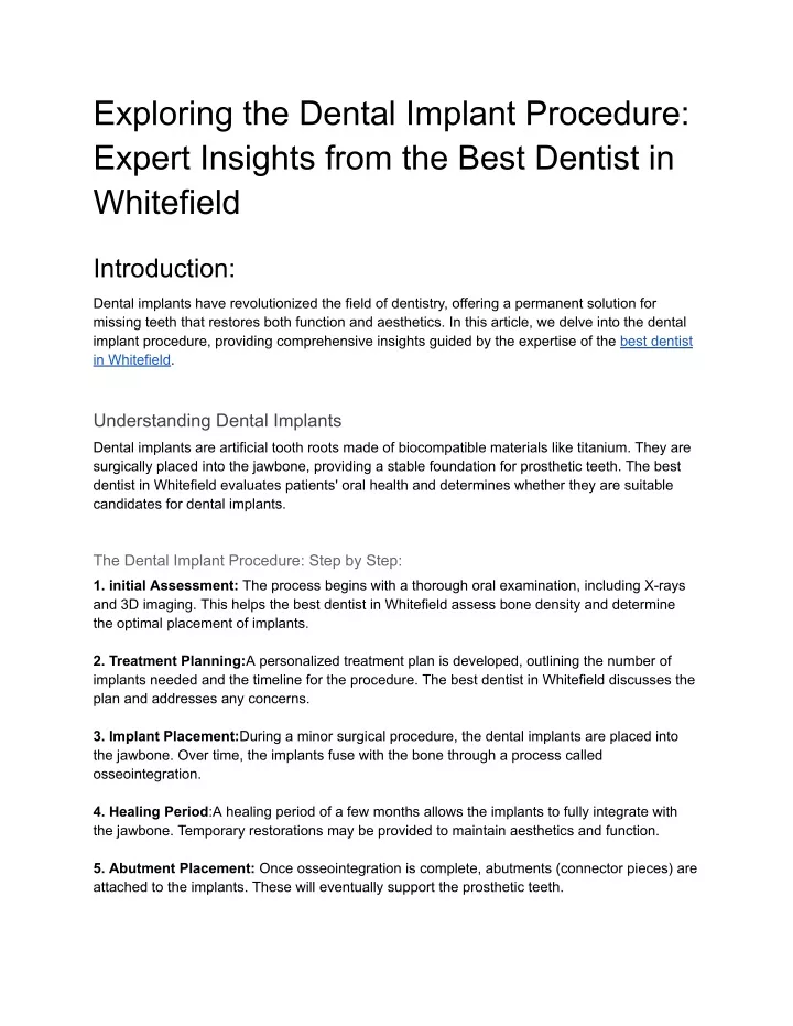 exploring the dental implant procedure expert