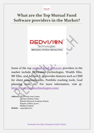 What are the Top Mutual Fund Software providers in the Market