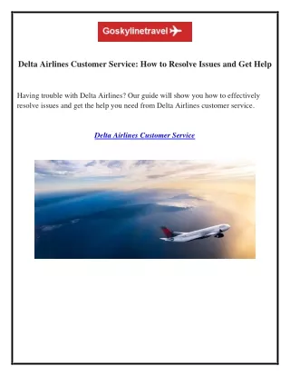 Delta Airlines Customer Service How to Resolve Issues and Get Help