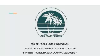RESIDENTIAL PLOTS IN GURGAON - ACE PALM FLOORS