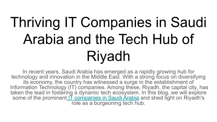 thriving it companies in saudi arabia