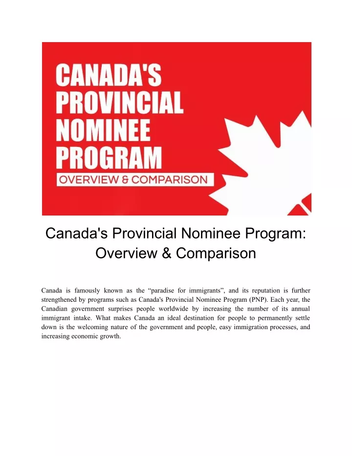 canada s provincial nominee program overview