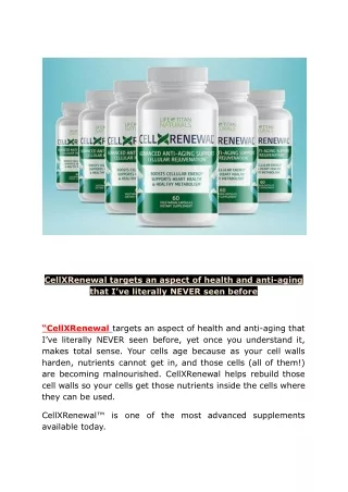 CELLXRENEWAL - new anti-aging supplement