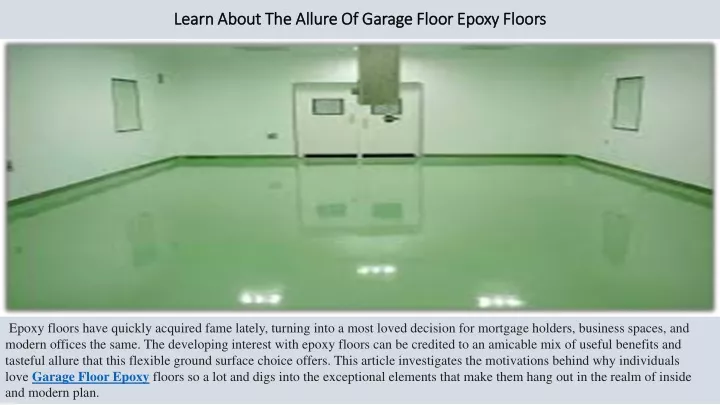 learn about the allure of garage floor epoxy floors