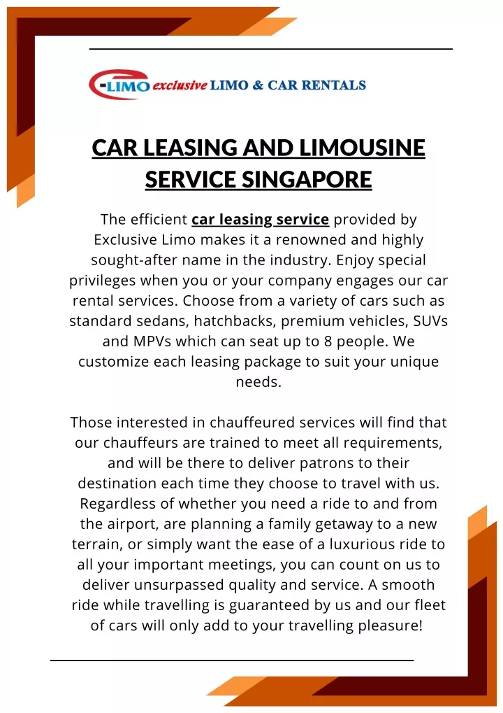 car leasing and limousine service singapore