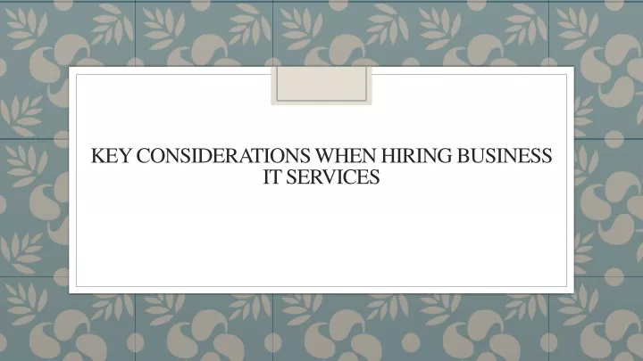 key considerations when hiring business