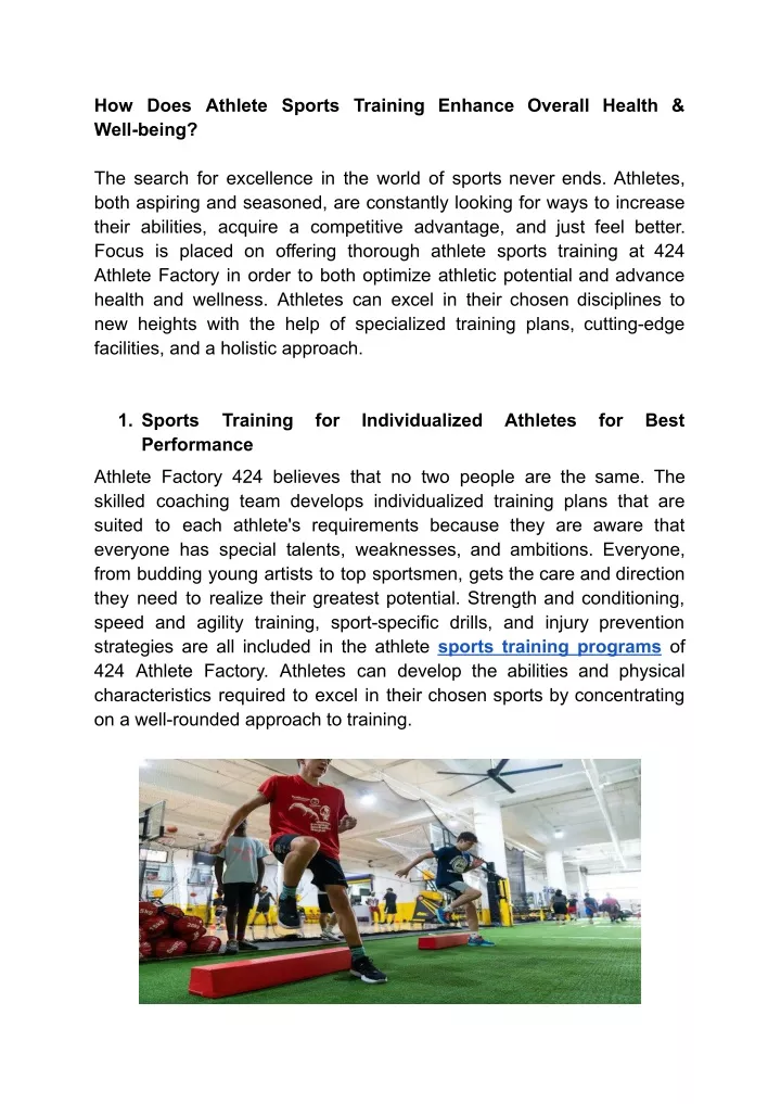 how does athlete sports training enhance overall