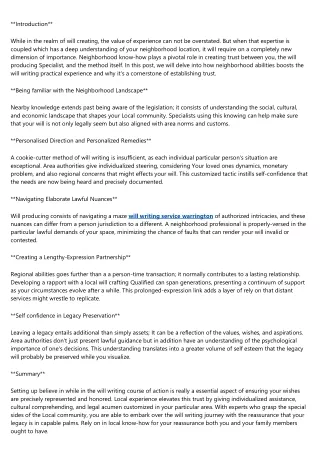 Building Trust: The Role of Local Expertise in Will Writing Services