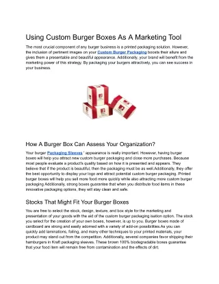 Using Custom Burger Boxes As A Marketing Tool