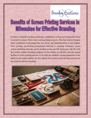 Benefits of Screen Printing Services in Milwaukee for Effective Branding