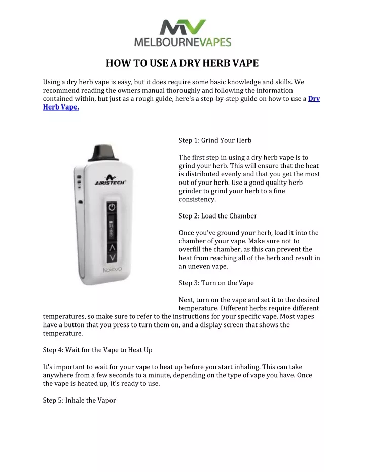 how to use a dry herb vape