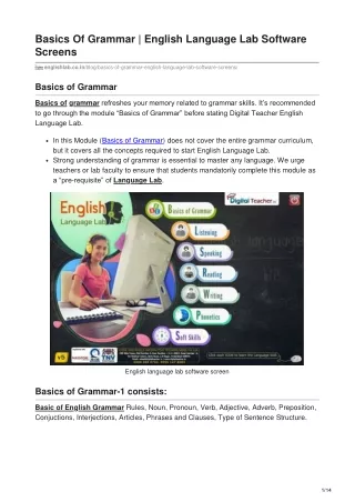 basics of grammar english language lab software