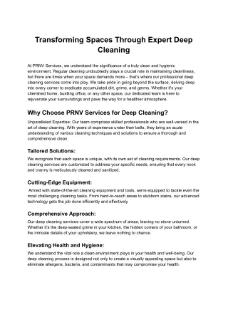 Transforming Spaces Through Expert Deep Cleaning