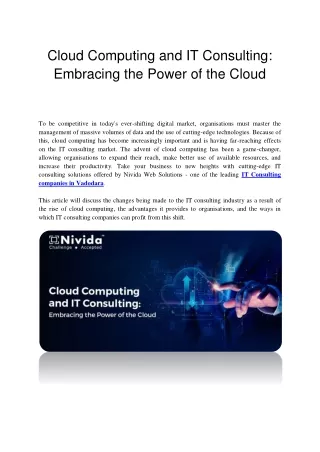 Cloud Computing and IT Consulting_ Embracing the Power of the Cloud