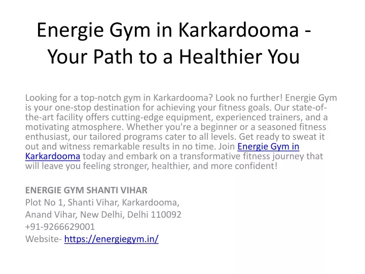 energie gym in karkardooma your path to a healthier you