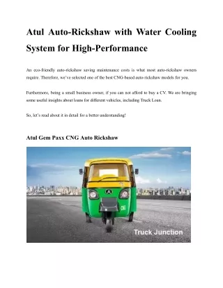 Atul Auto-Rickshaw with Water Cooling System for High-Performance