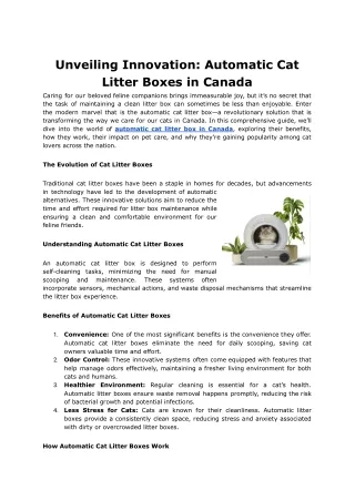 Unveiling Innovation_ Automatic Cat Litter Boxes in Canada