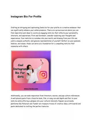 Instagram Bio For Profile