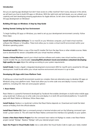 Mastering the Art of Building iOS Apps on Windows