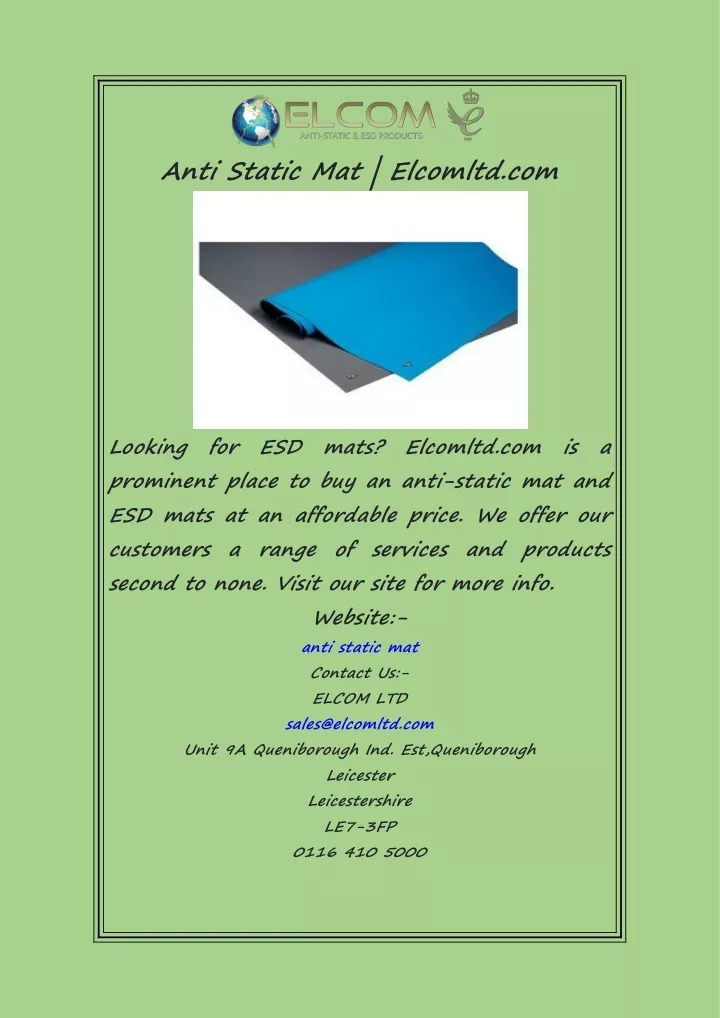 anti static mat elcomltd com