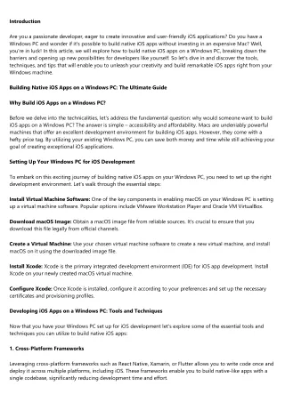 Bridging the Gap: How to Build Native iOS Apps on a Windows PC