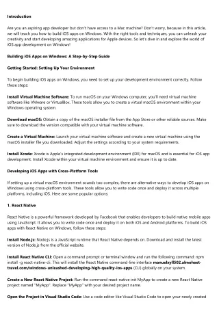 Mastering the Art of Building iOS Apps on Windows