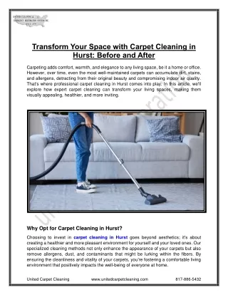 Transform Your Space with Carpet Cleaning in Hurst