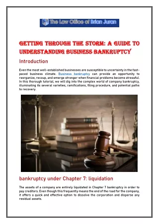 Getting Through the Storm: A Guide to Understanding Business Bankruptcy
