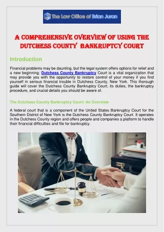 A Comprehensive Overview of Using the Dutchess County  Bankruptcy Court