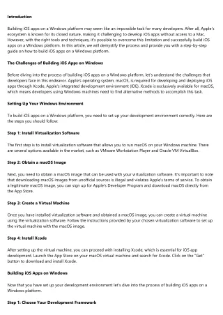 Demystifying the Process: How to Build iOS Apps on a Windows Platform