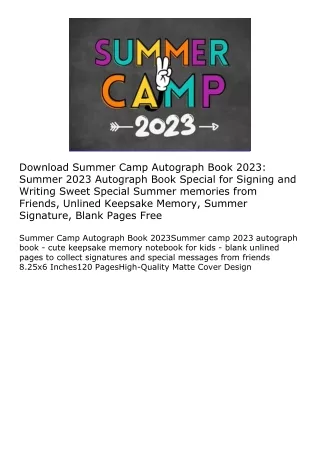 PDF Summer Camp Autograph Book 2023: Summer Autograph Book Special for Signing a
