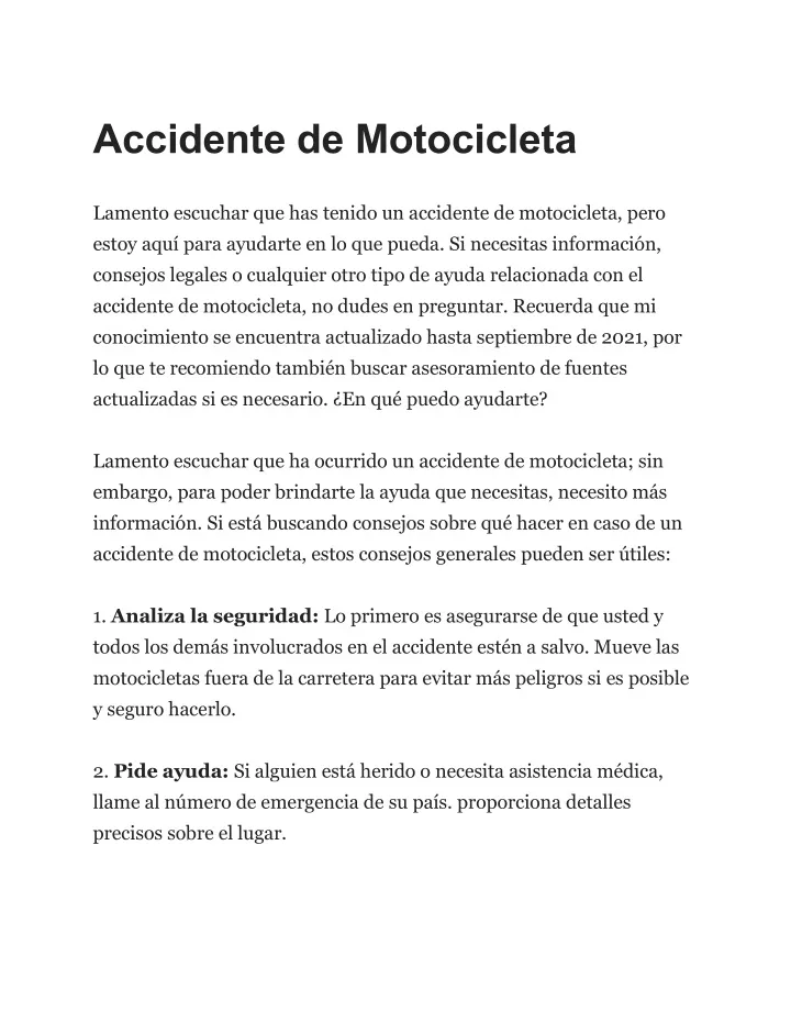 accidente de motocicleta