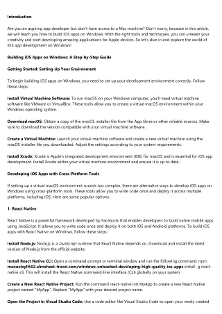 Mastering the Art of Building iOS Apps on Windows
