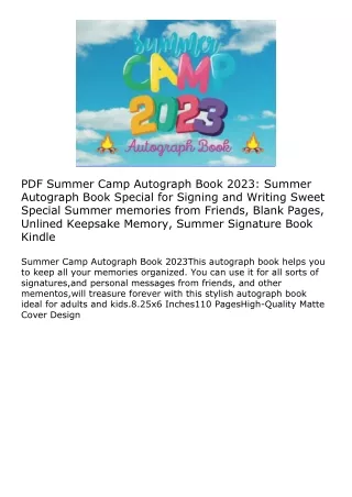 PDF Summer Camp Autograph Book 2023: Summer Autograph Book Special for Signing a