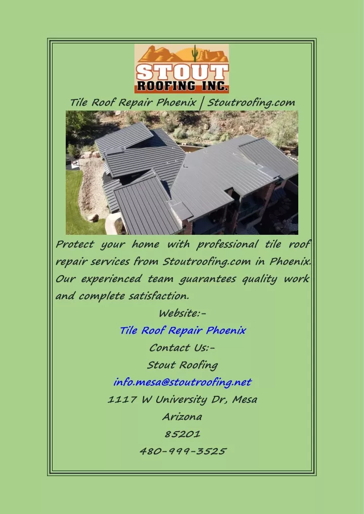 tile roof repair phoenix stoutroofing com