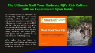The Ultimate Nadi Tour Embrace Fiji’s Rich Culture with an Experienced Fijian Guide