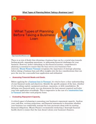What Types of Planning Before Taking a Business Loan
