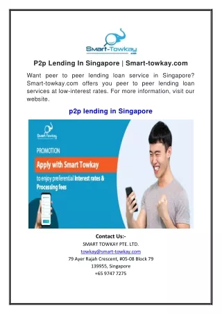P2p Lending In Singapore | Smart-towkay.com