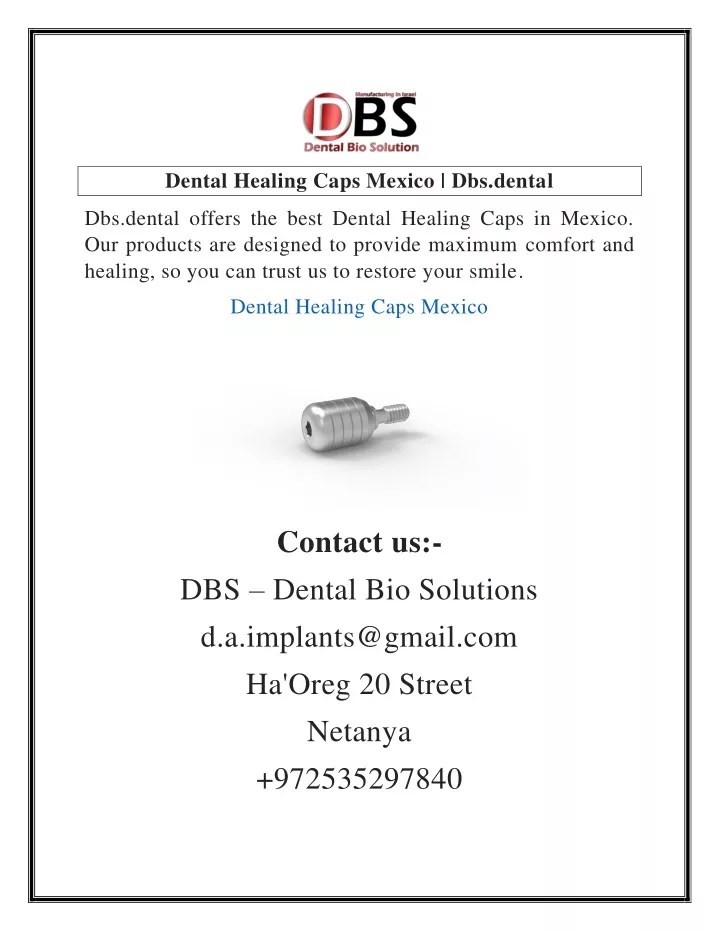 dental healing caps mexico dbs dental