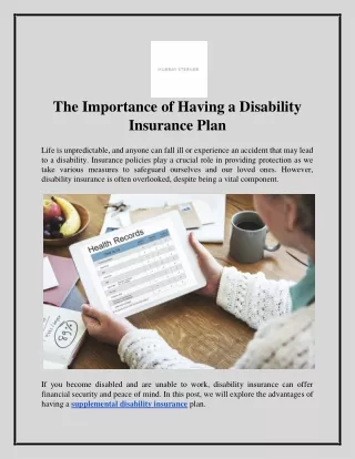 The Importance of Having a Disability Insurance Plan