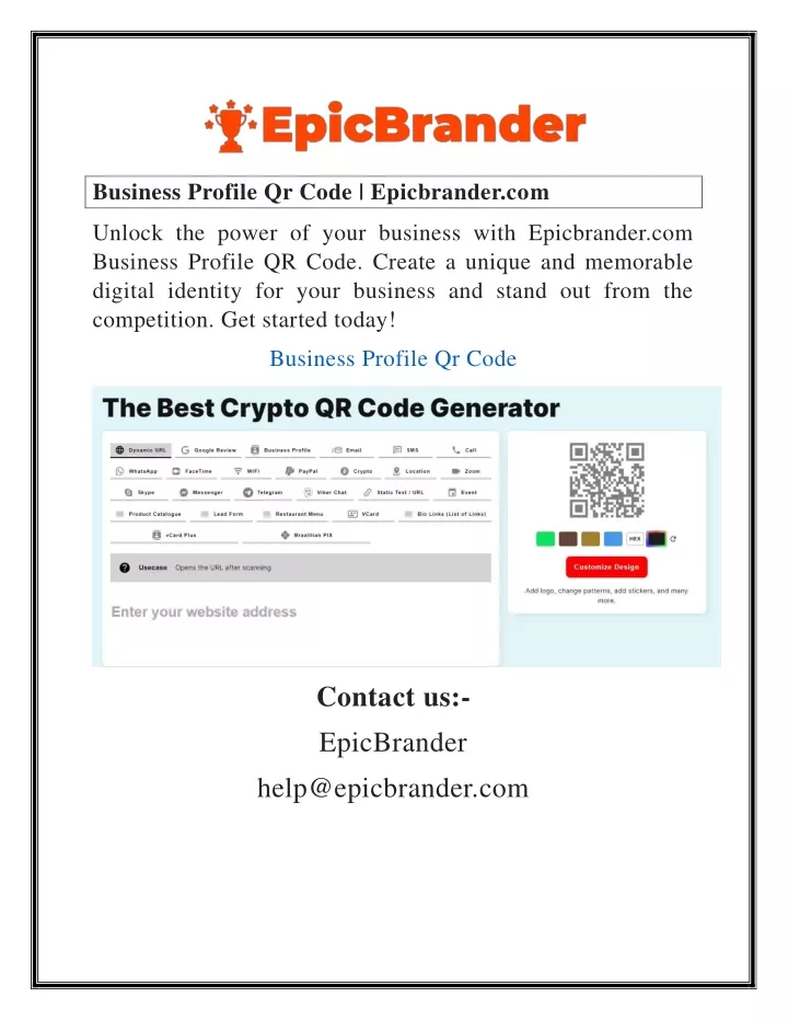 business profile qr code epicbrander com