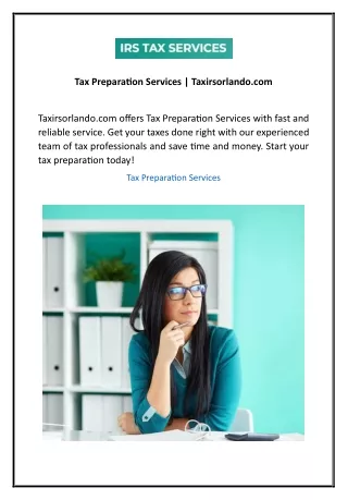 Tax Preparation Services  Taxirsorlando.com 01