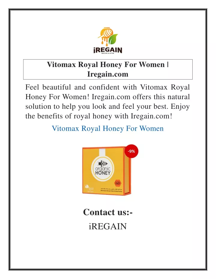 vitomax royal honey for women iregain com