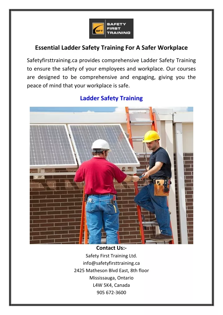 essential ladder safety training for a safer